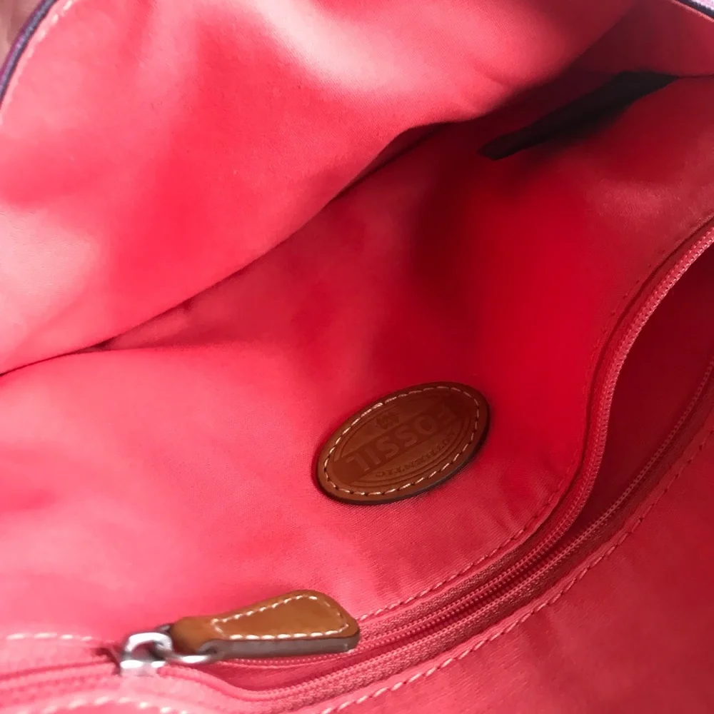 Fossil‎ Pink Striped Crossbody Bag